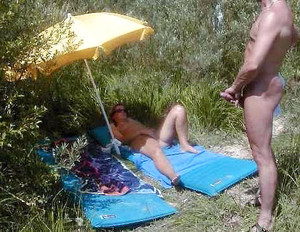 Outdoor porn photo with mature women